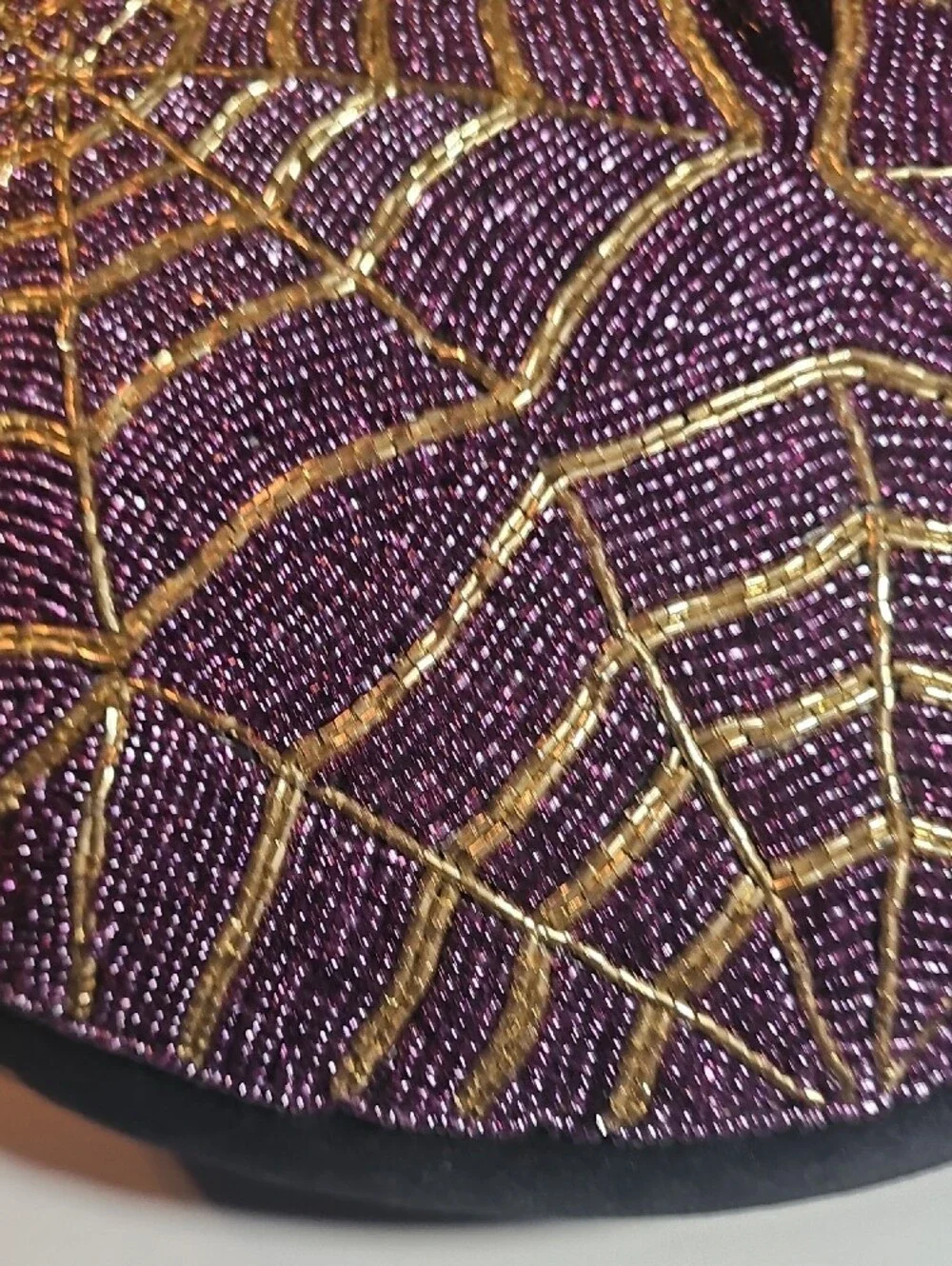 Beaded Spider Web Throw Pillow - Purple & Gold